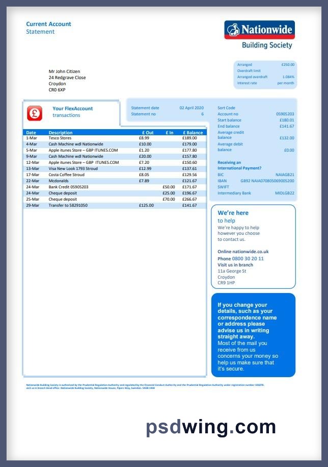 UK Nationwide Utility Bill